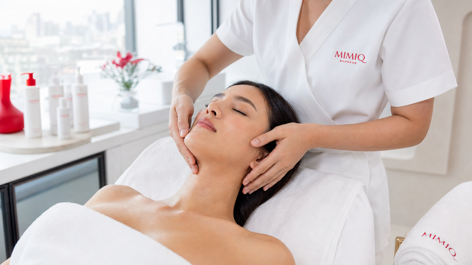 MIMIQ Bangkok ทรีทเมนต์ออกกำลังกายใบหน้าและลำคอส่วนล่างสำหรับการสร้างแนวกรามและการปล่อยตุ่นปากเป็ด