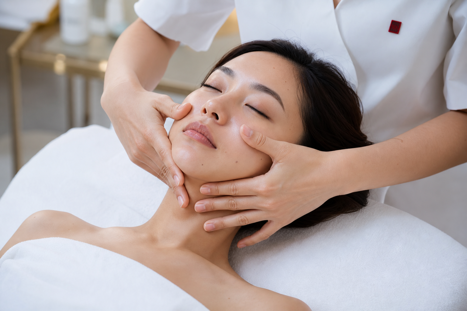 MIMIQ Facialist f&uuml;hrt Gesichtsgymnastik-WangenLifting und Jawlinefreigabe in Bangkok durch