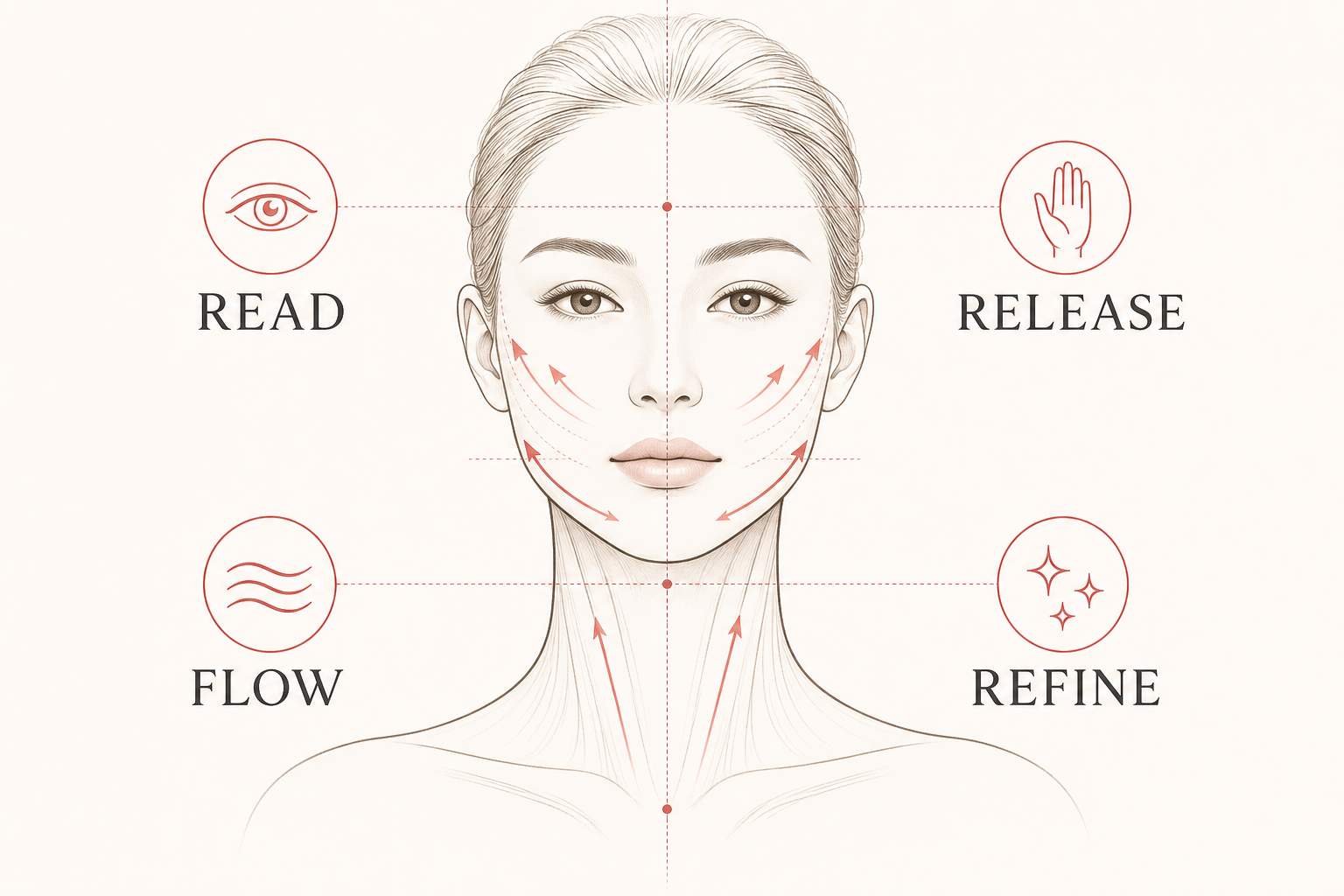 MIMIQ infographic explaining the method for facial posture face workout Bangkok
