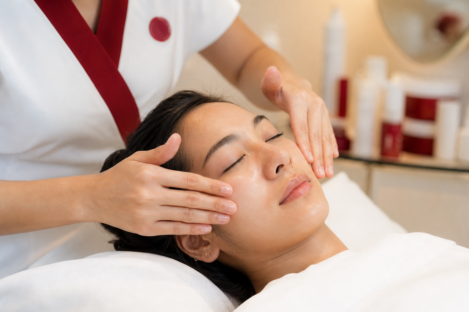 MIMIQ Facialist f&uuml;hrt in Bangkok eine sanfte morgendliche Gesichtsdrainage durch