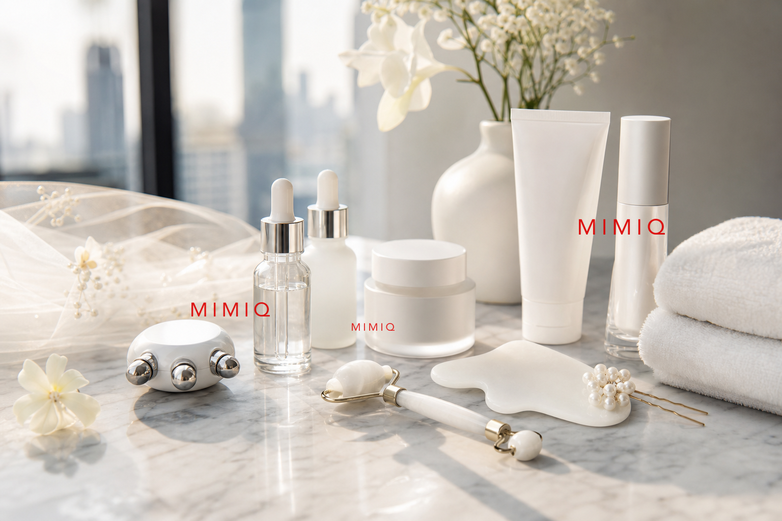 MIMIQ tools and towels for pre-wedding face workout Bangkok