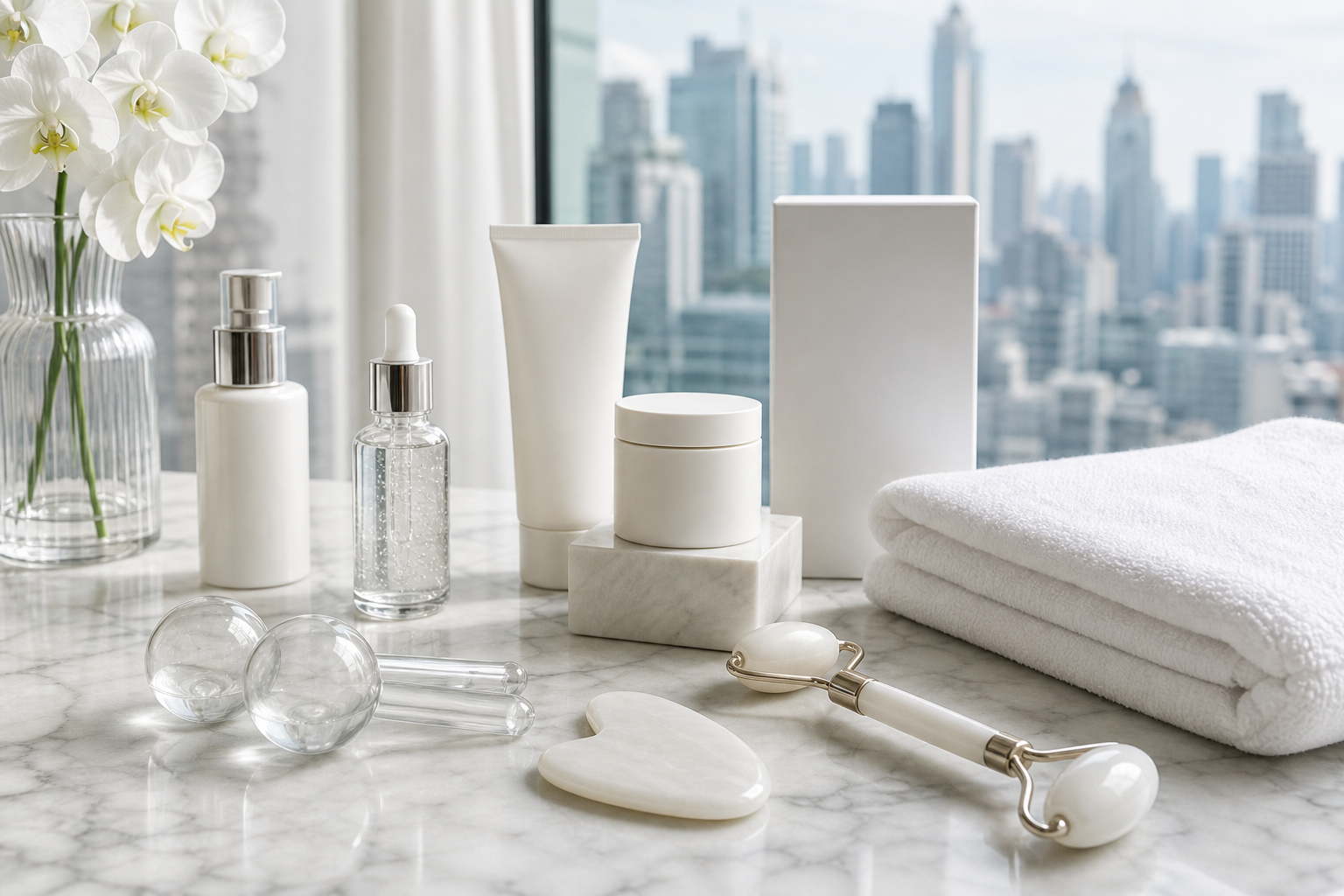 MIMIQ tools and towels for screen fatigue face workout Bangkok
