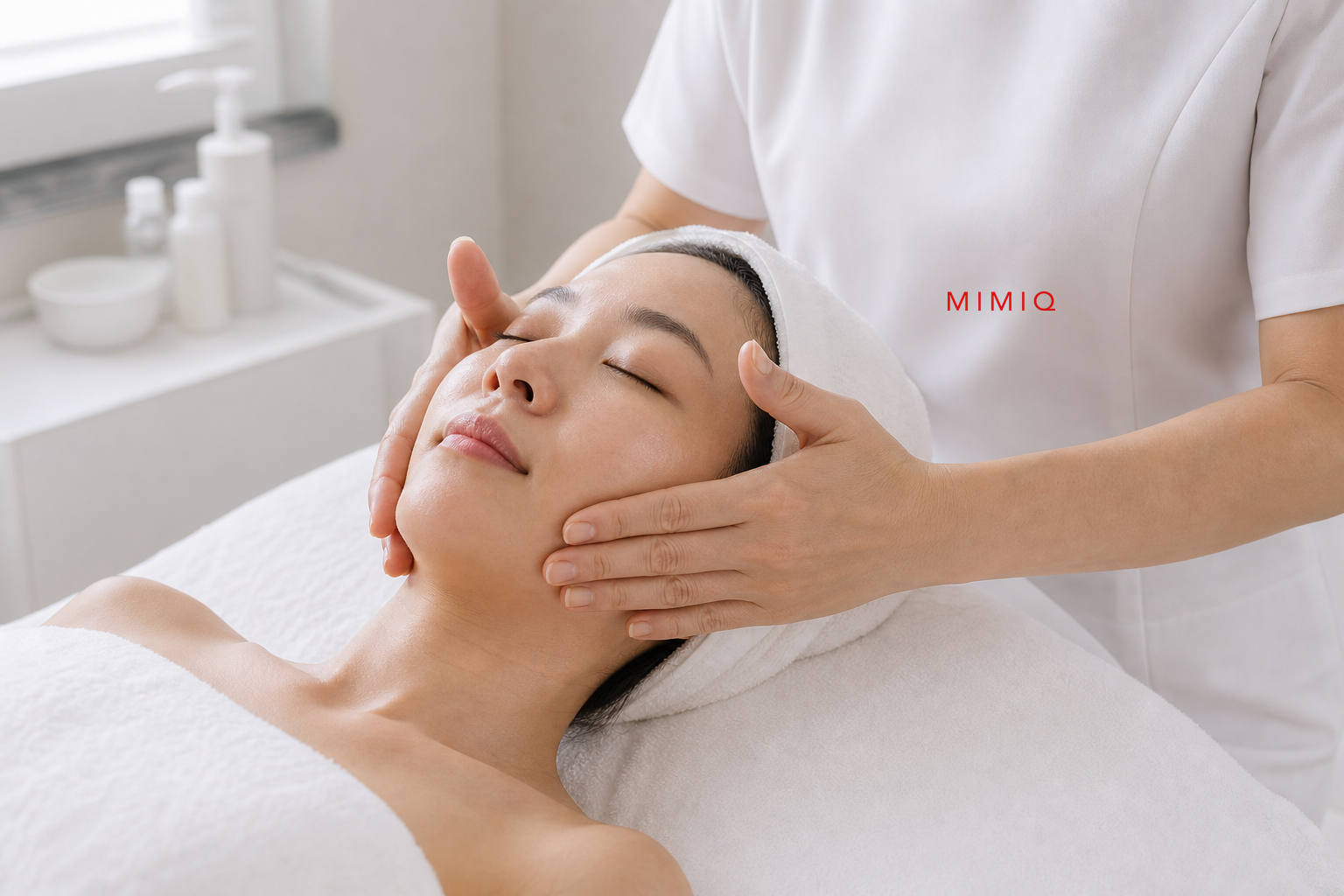 MIMIQ therapist performing a treatment related to skin barrier face workout Bangkok
