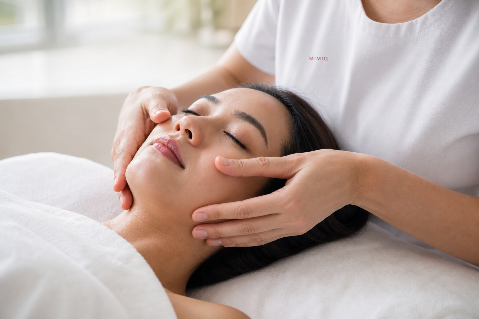 MIMIQ therapist performing a treatment related to sleep lines face workout Bangkok