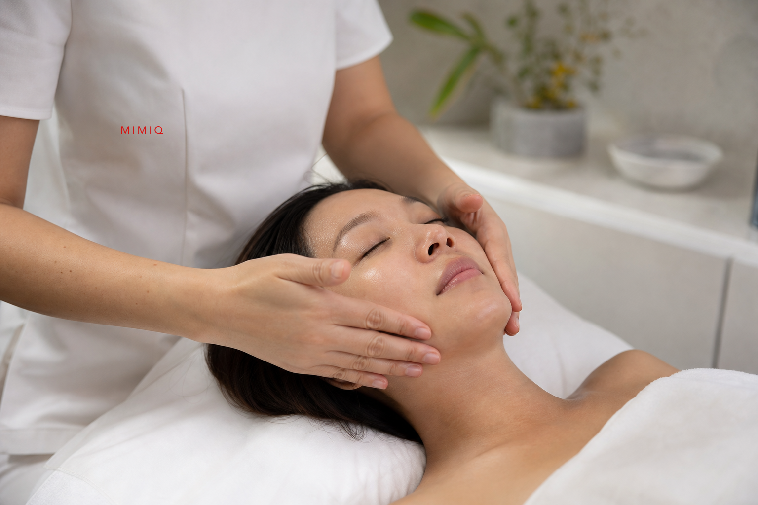 MIMIQ therapist performing a treatment related to sleepless night face recovery Bangkok