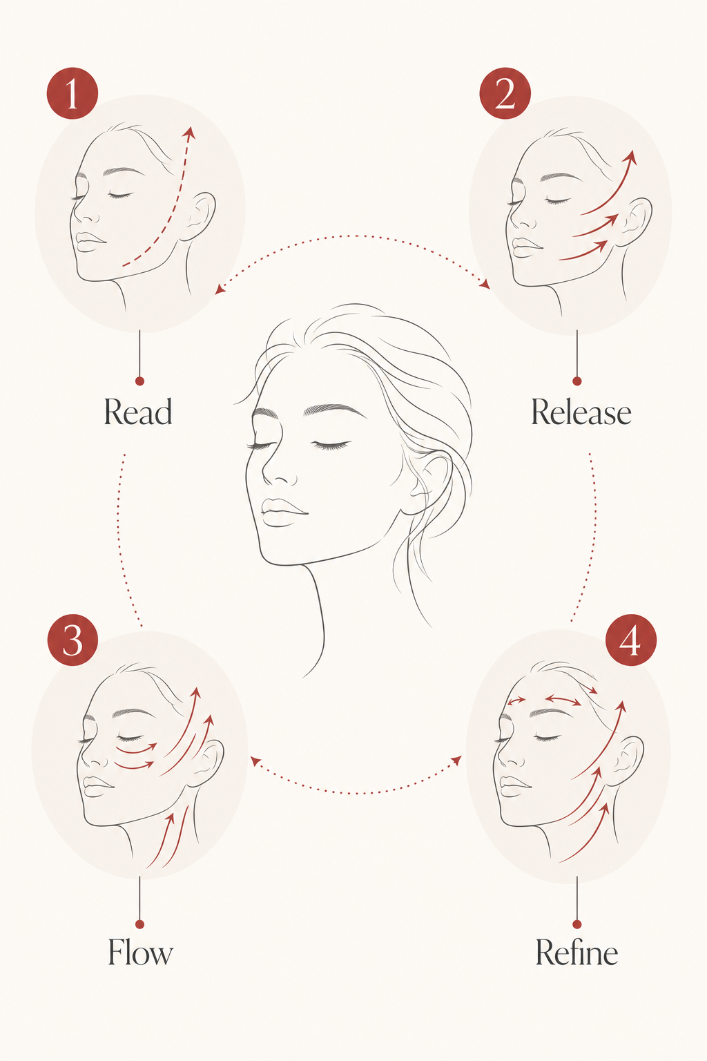 MIMIQ infographic explaining the method for lunch break face workout Bangkok