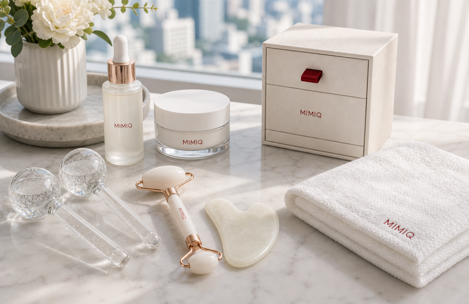 MIMIQ tools and towels for under-eye puffiness face workout Bangkok